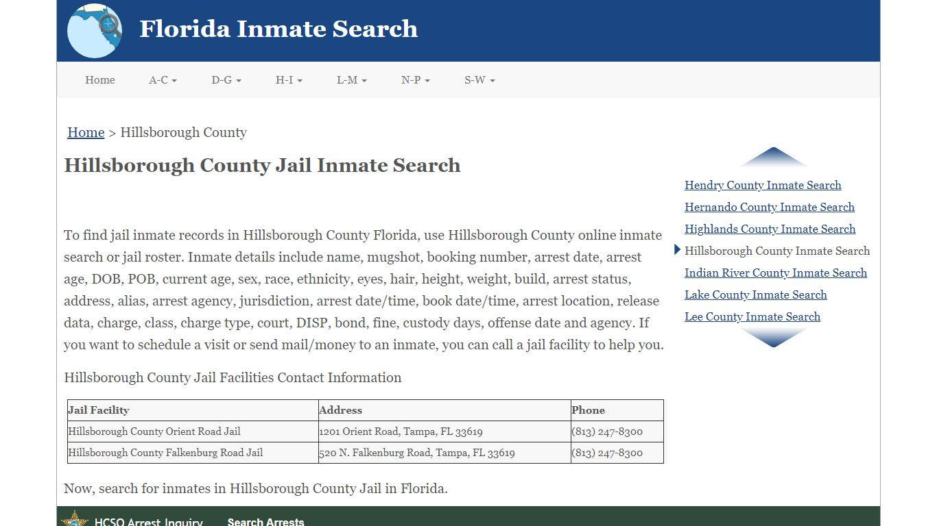 Hillsborough County Jail Inmate Search